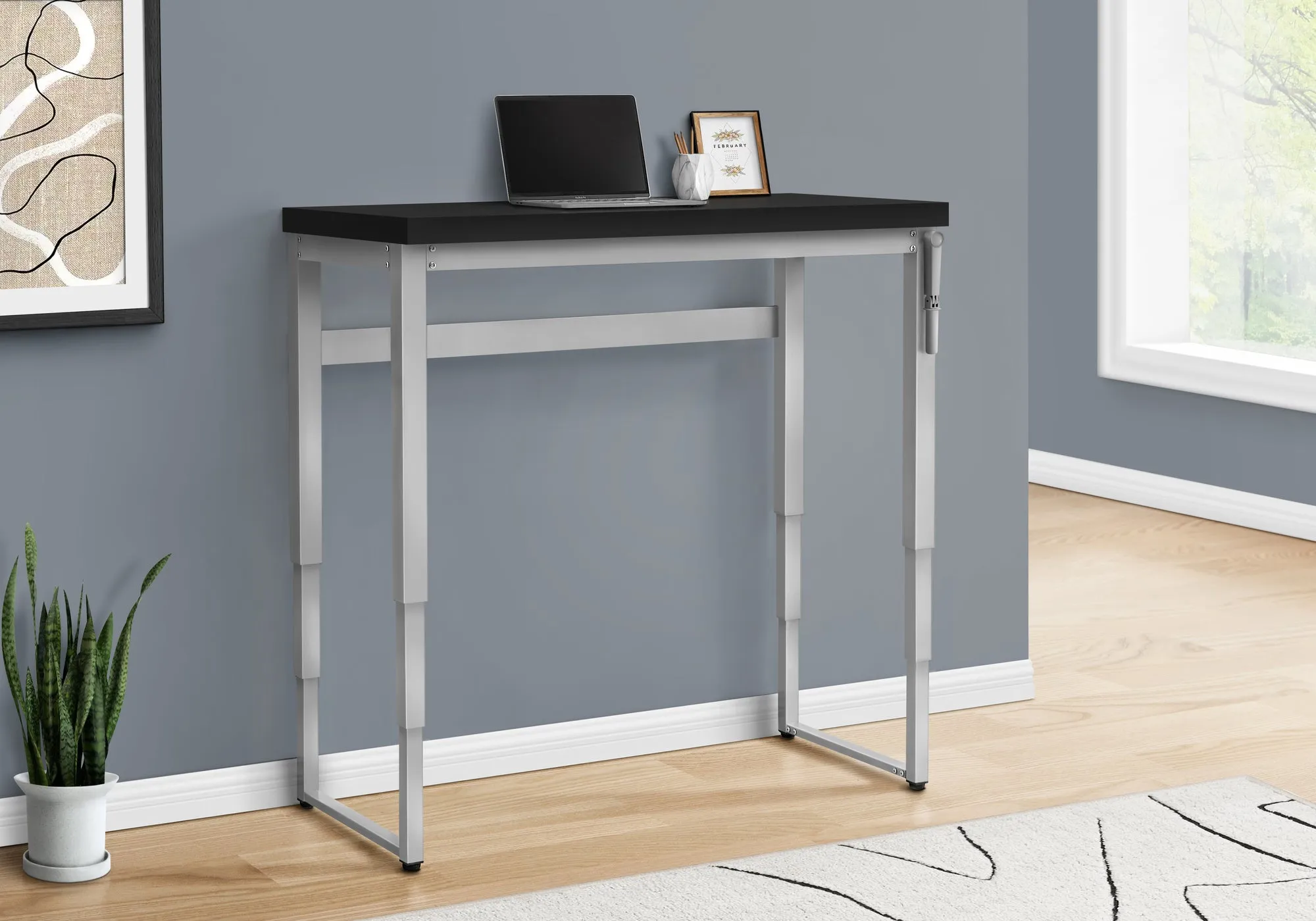 47" Adjustable Height Black and Grey Home Office Desk
