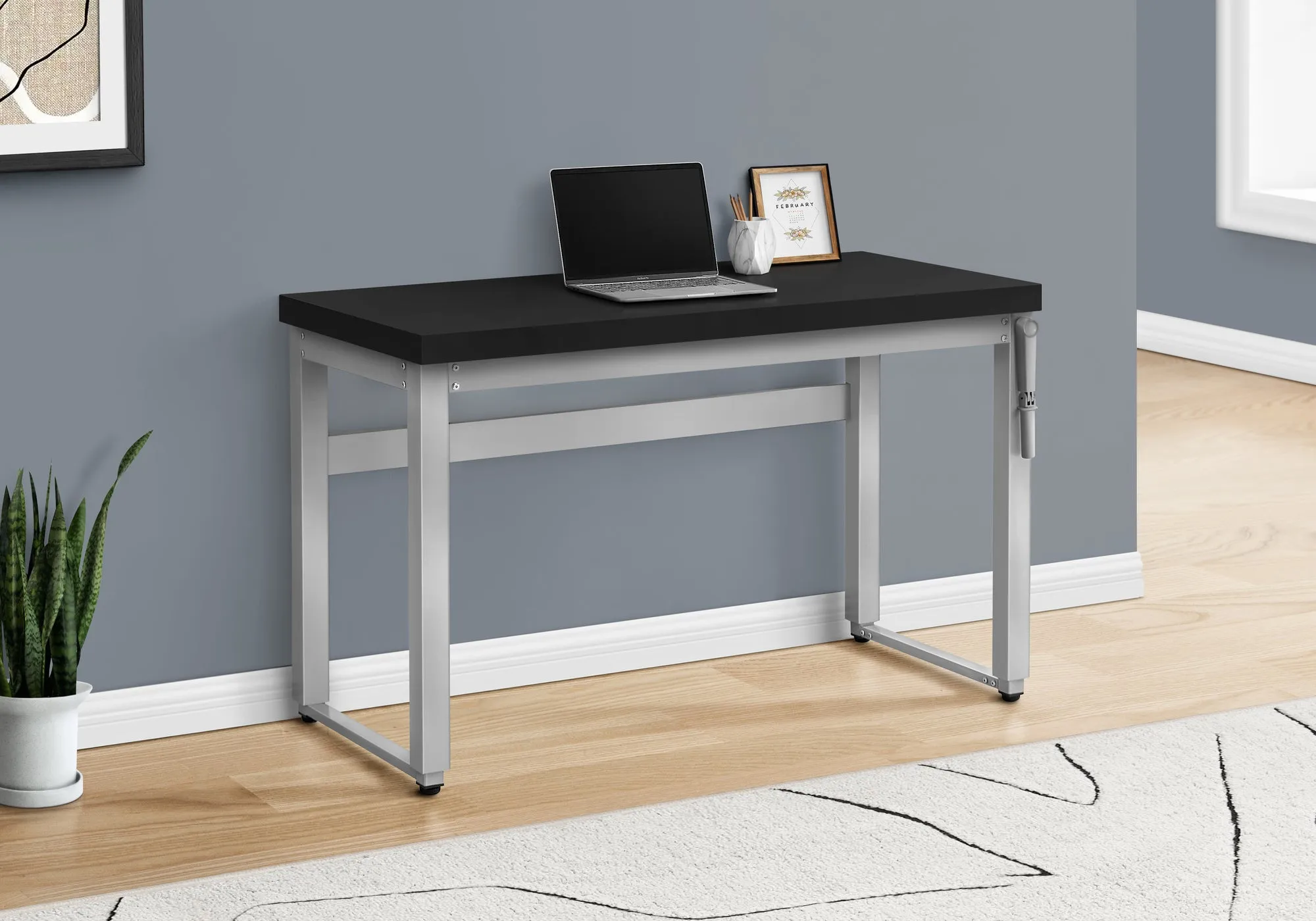 47" Adjustable Height Black and Grey Home Office Desk