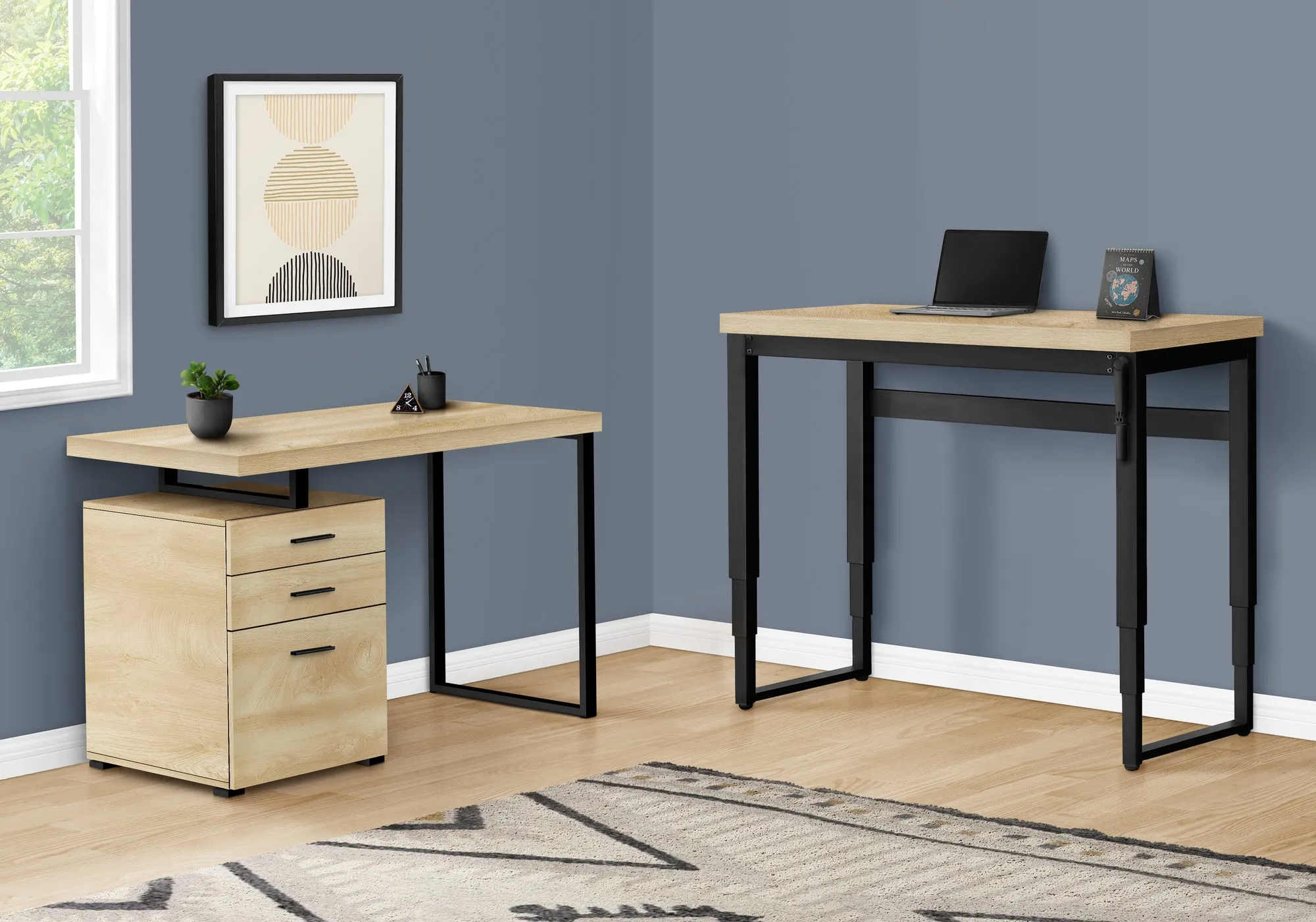 47" Adjustable Height Natural Home Office Desk