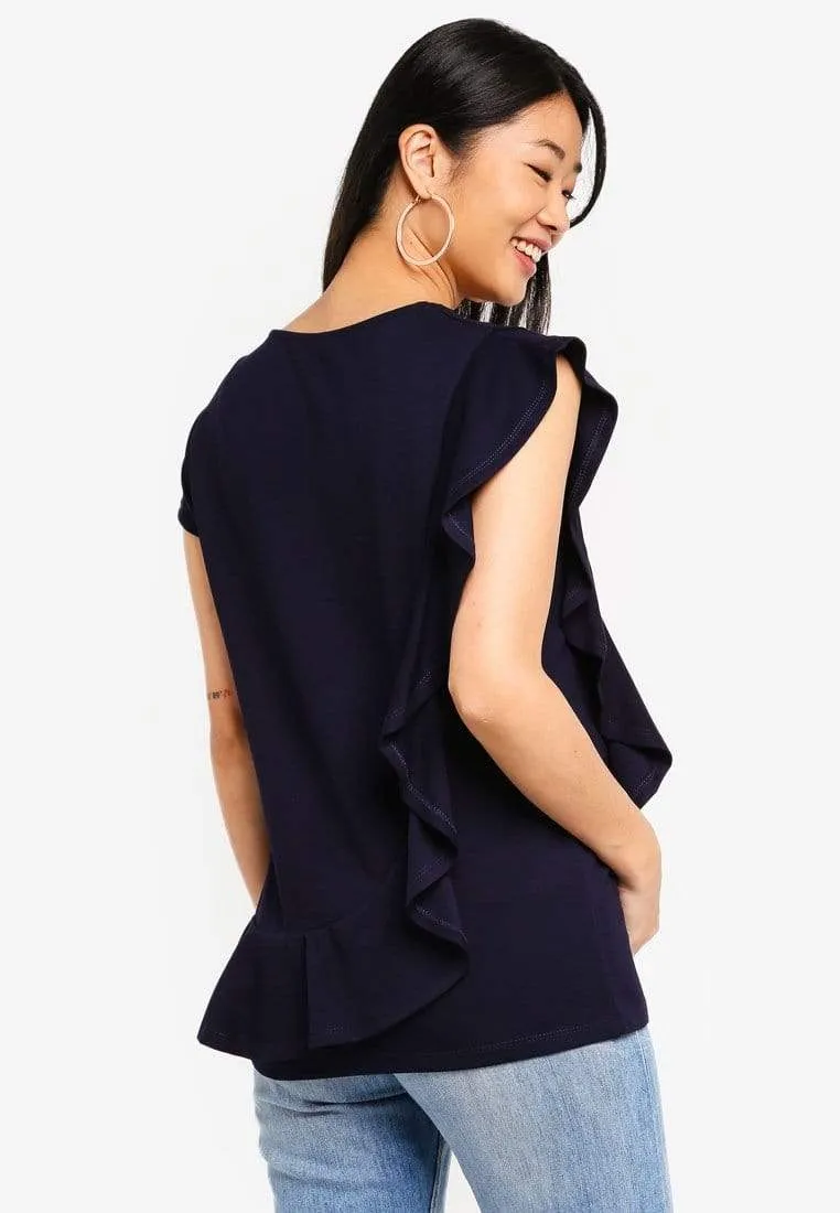 Cap Sleeves Cosette Frill Nursing Top Navy