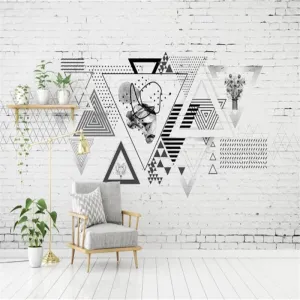Custom Mural Wallpaper Brick Wall Effect Geometric Shapes (㎡)