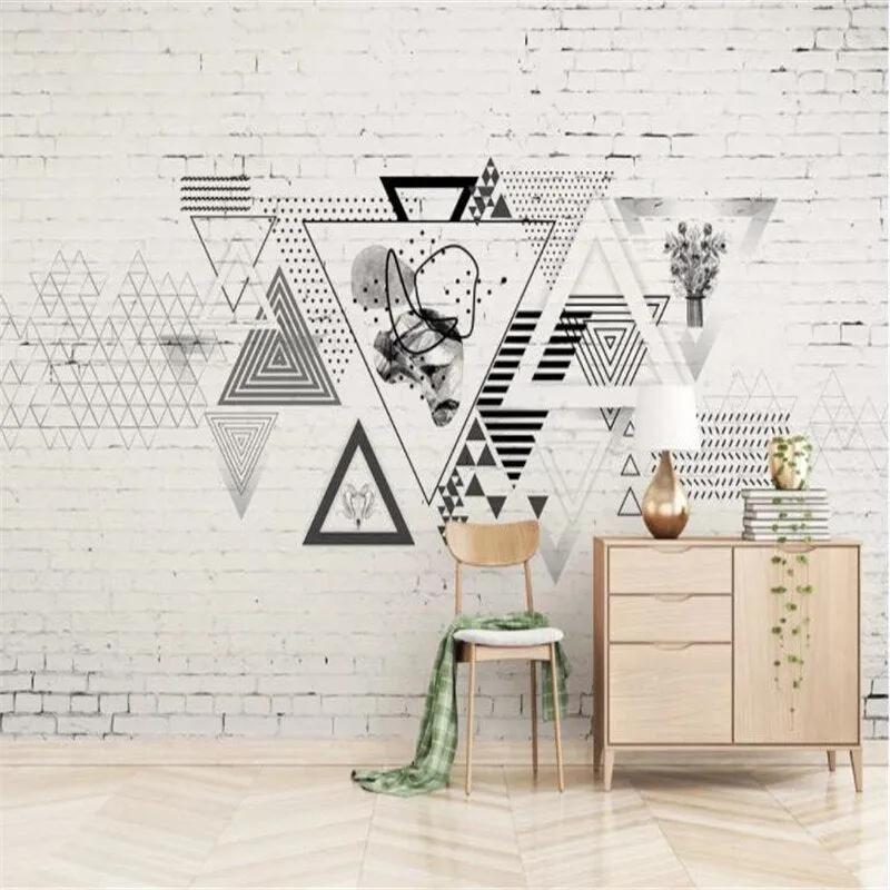 Custom Mural Wallpaper Brick Wall Effect Geometric Shapes (㎡)