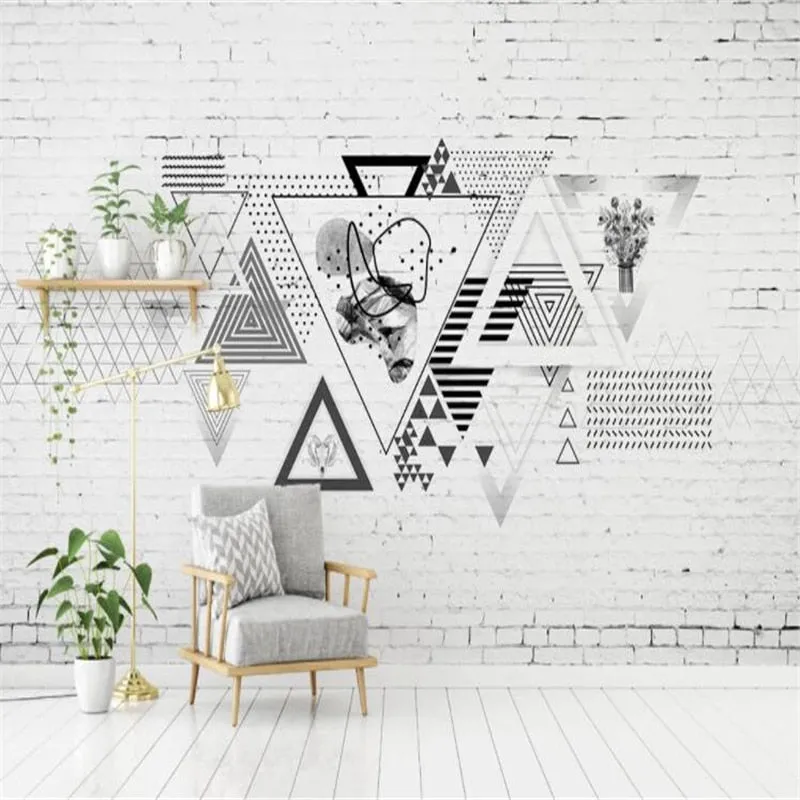 Custom Mural Wallpaper Brick Wall Effect Geometric Shapes (㎡)