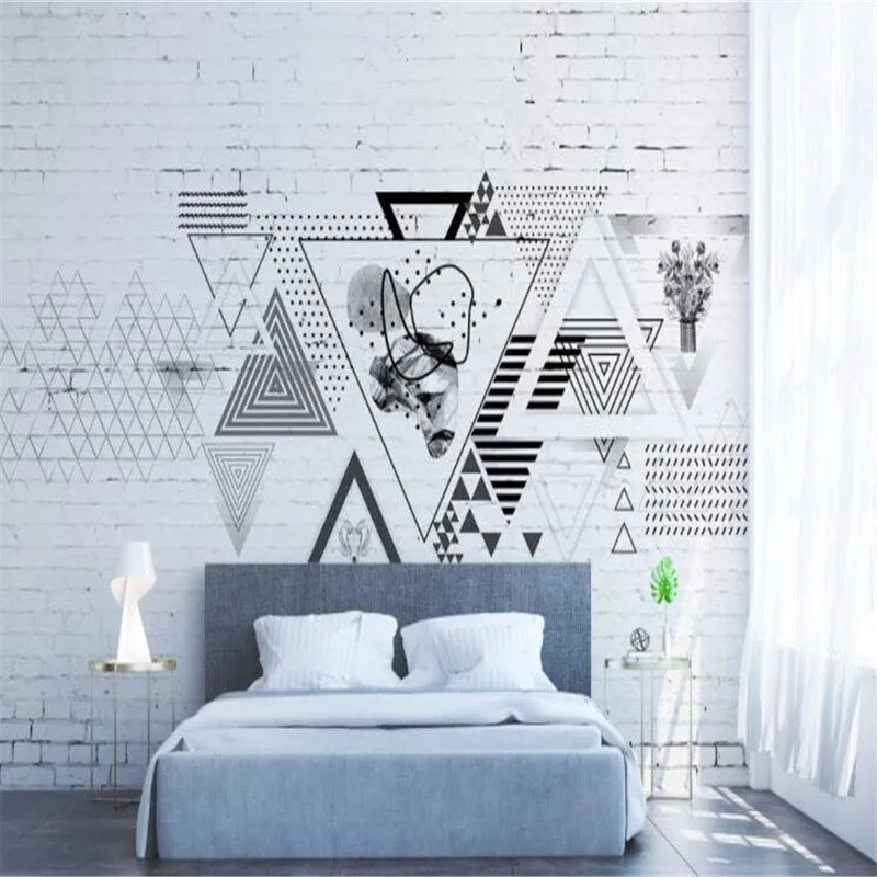 Custom Mural Wallpaper Brick Wall Effect Geometric Shapes (㎡)