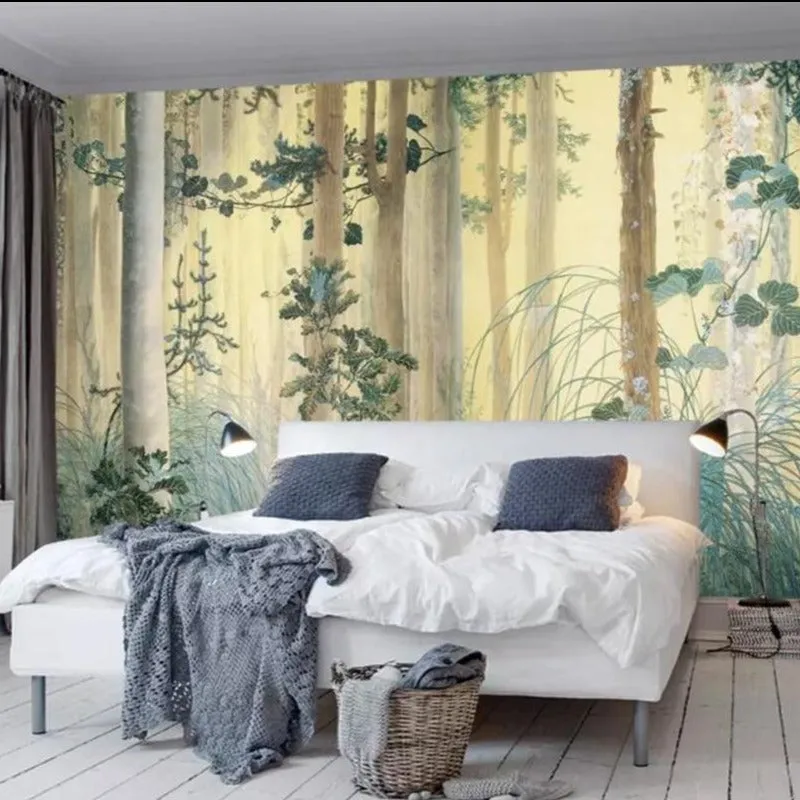 Custom Wallpaper Mural Forest Oil Painting Effect (㎡)
