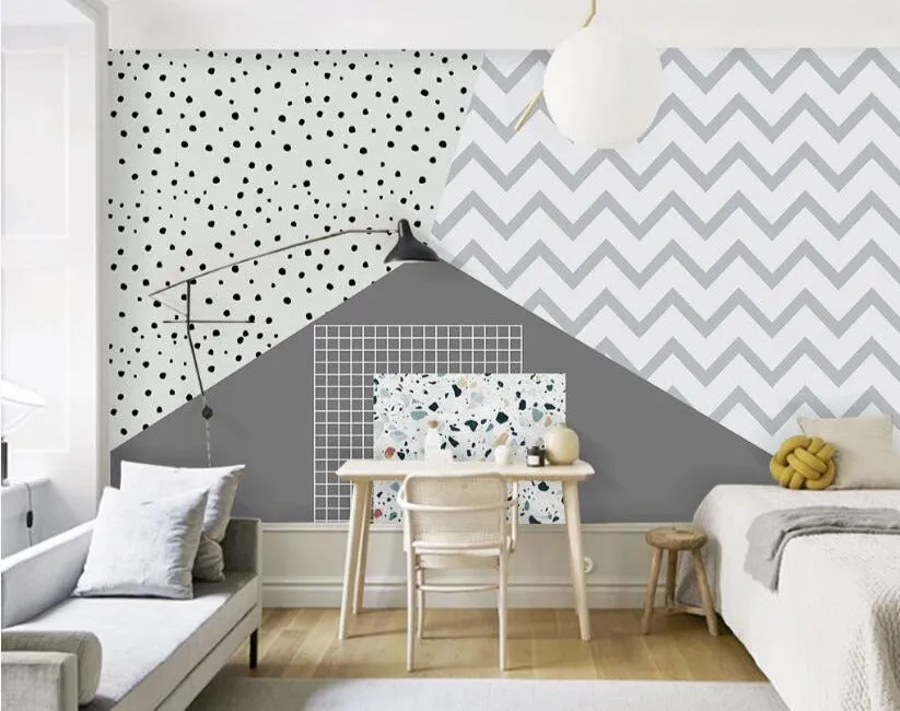 Custom Wallpaper Mural Modern Abstract Geometric Wallcovering (㎡)