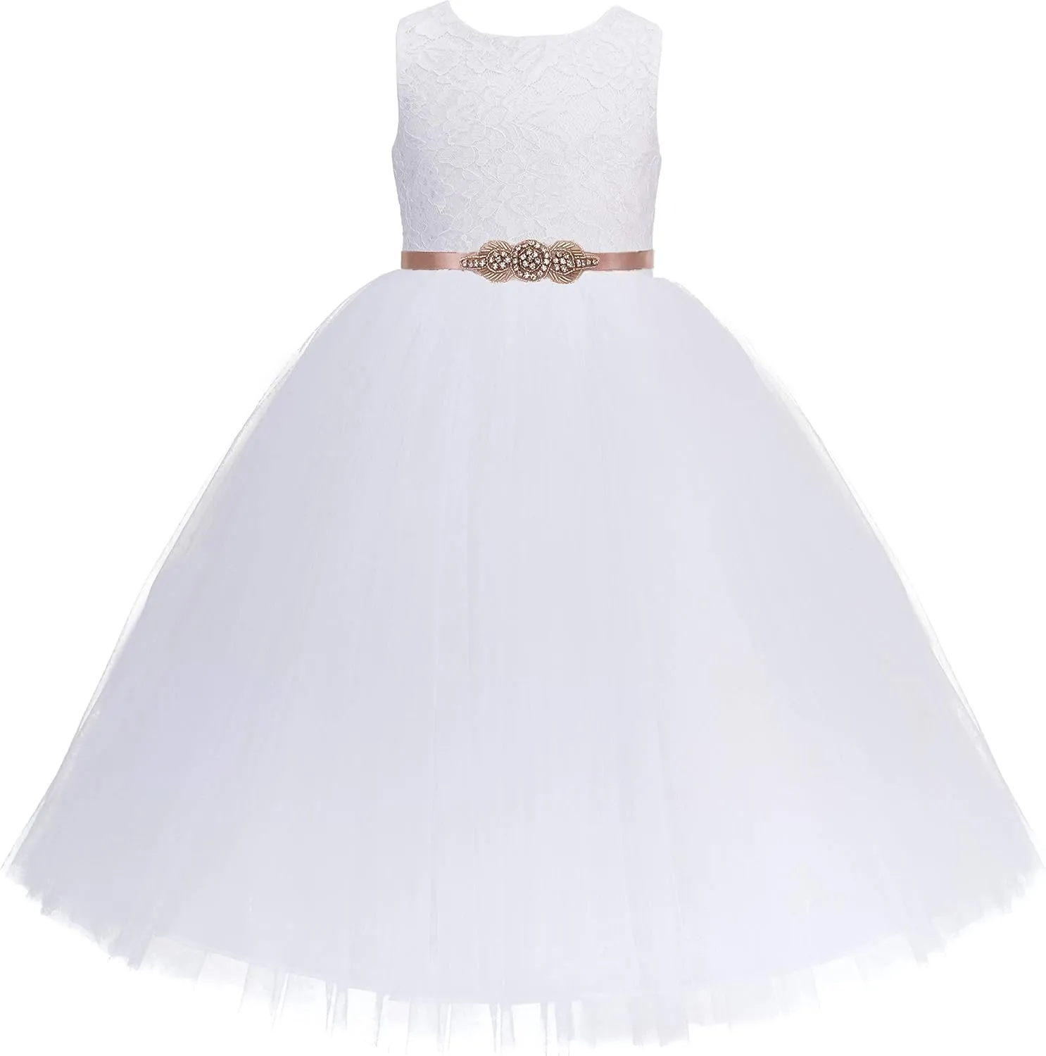 ekidsbridal Floral Lace Heart Cutout Flower Girl Dress Wedding Reception 172R