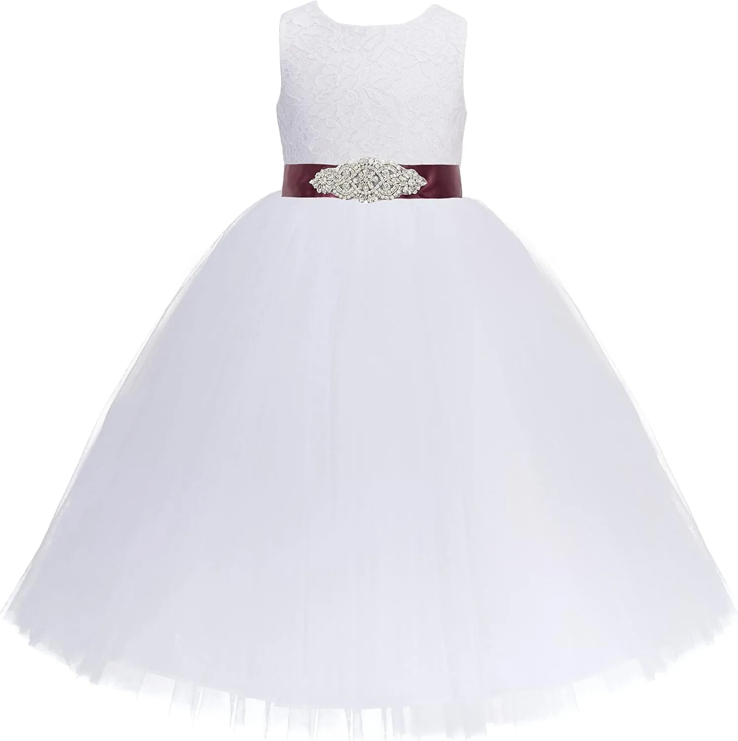 ekidsbridal Floral Lace Heart Cutout Flower Girl Dress Wedding Reception 172R
