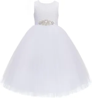 ekidsbridal Floral Lace Heart Cutout Flower Girl Dress Wedding Reception 172R