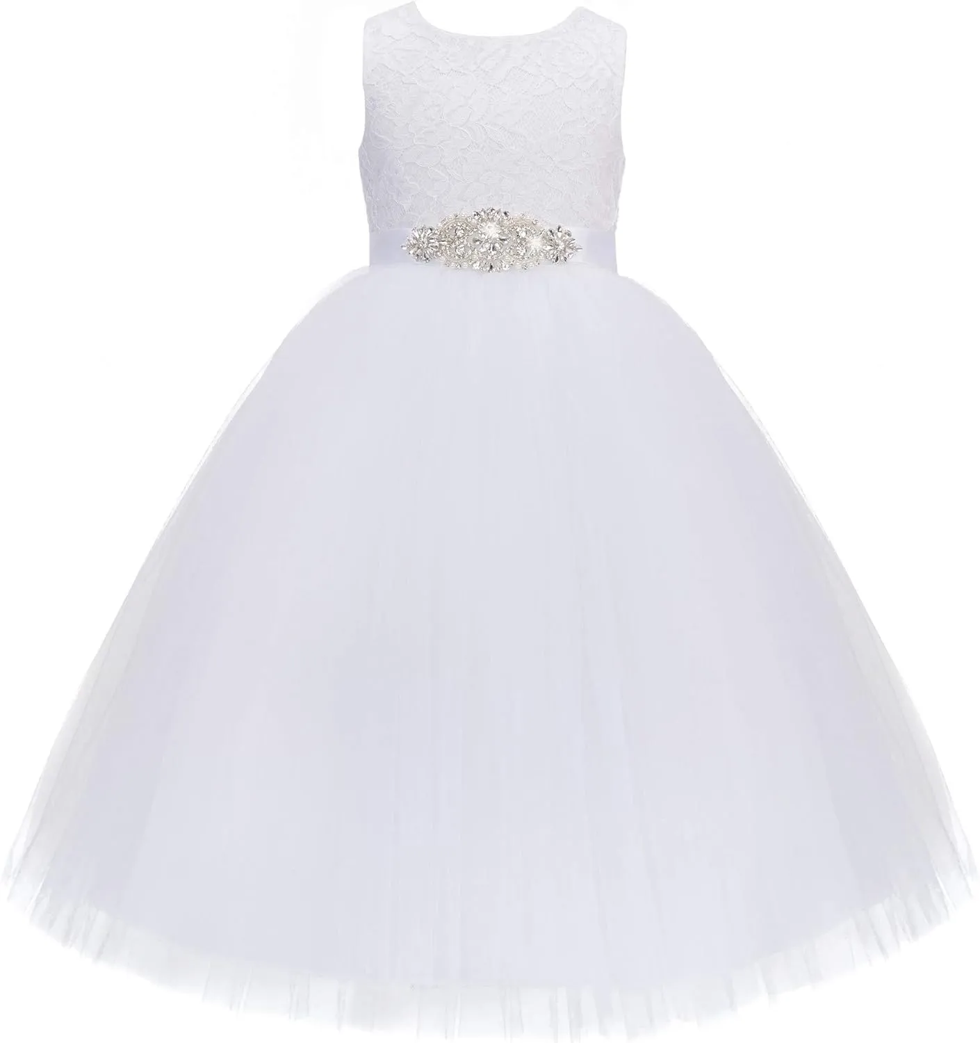ekidsbridal Floral Lace Heart Cutout Flower Girl Dress Wedding Reception 172R