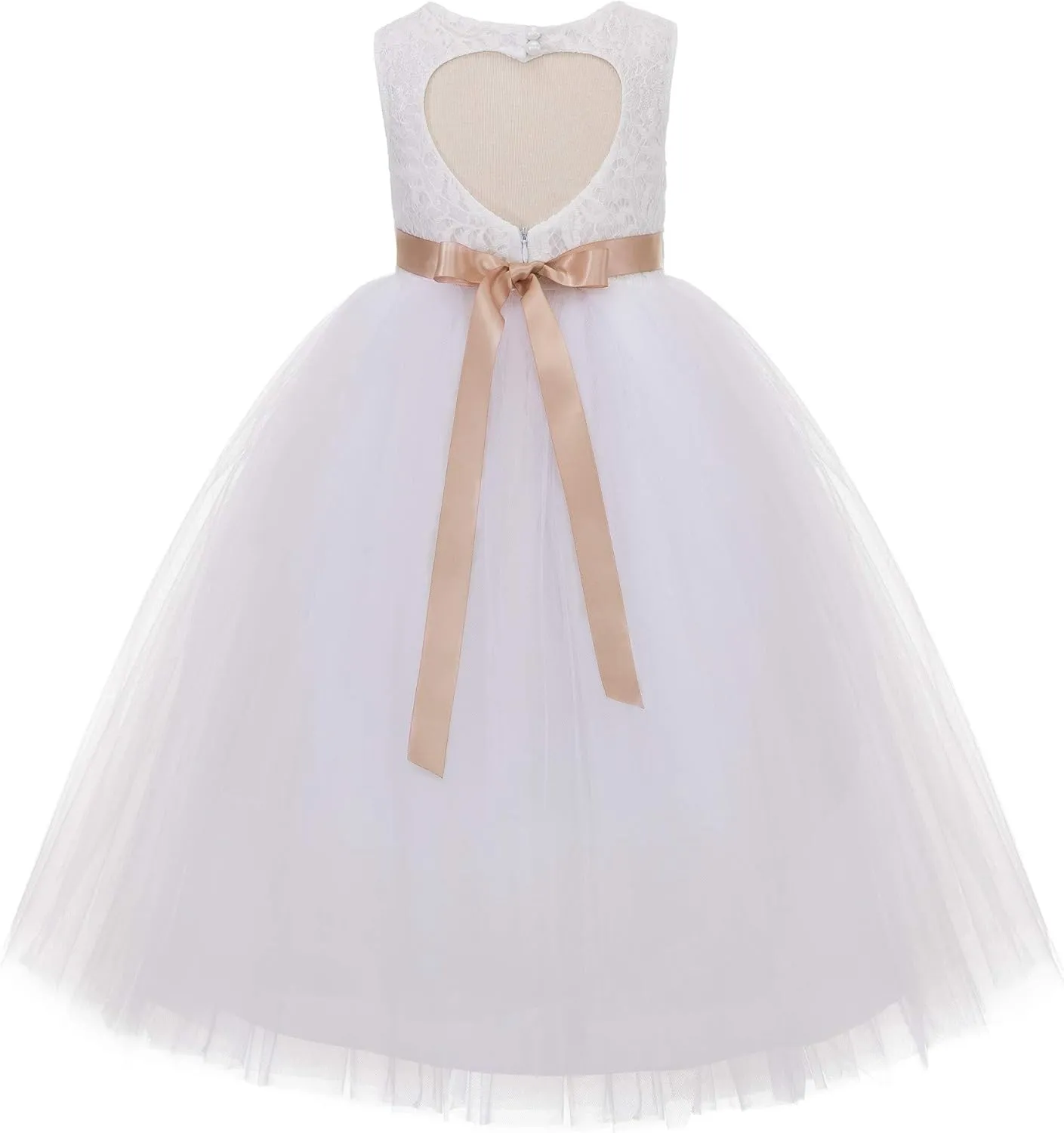 ekidsbridal Floral Lace Heart Cutout Flower Girl Dress Wedding Reception 172R