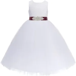 ekidsbridal Floral Lace Heart Cutout Flower Girl Dress Wedding Reception 172R