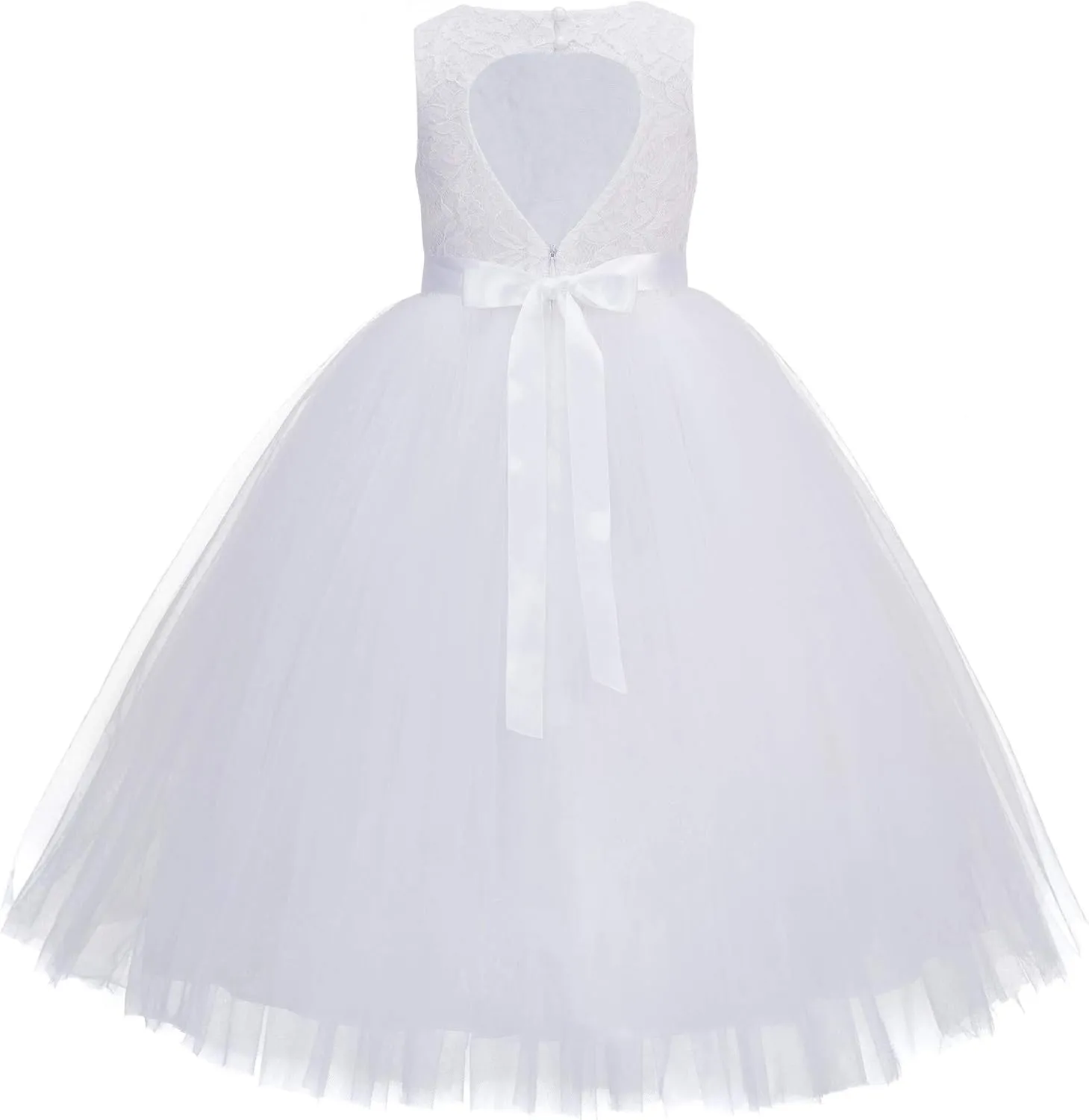 ekidsbridal Floral Lace Heart Cutout Flower Girl Dress Wedding Reception 172R