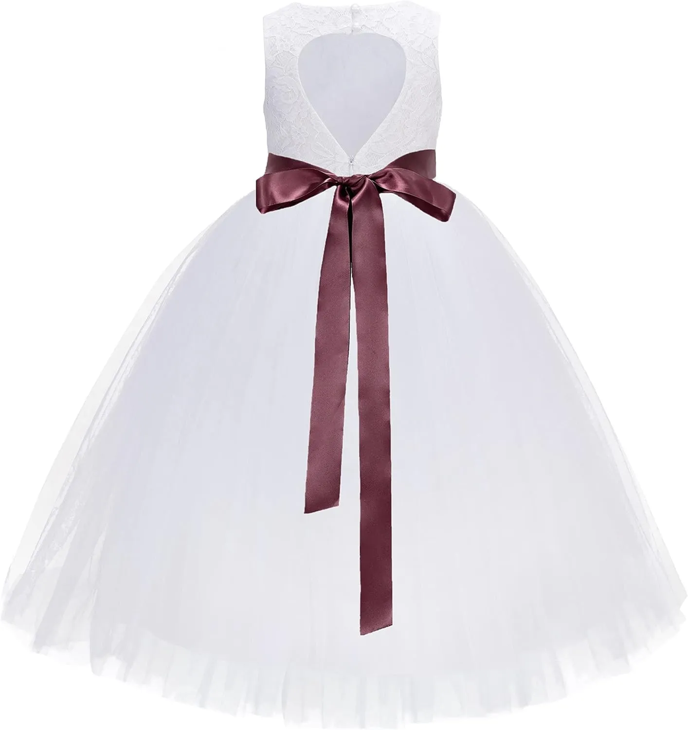 ekidsbridal Floral Lace Heart Cutout Flower Girl Dress Wedding Reception 172R