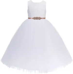 ekidsbridal Floral Lace Heart Cutout Flower Girl Dress Wedding Reception 172R