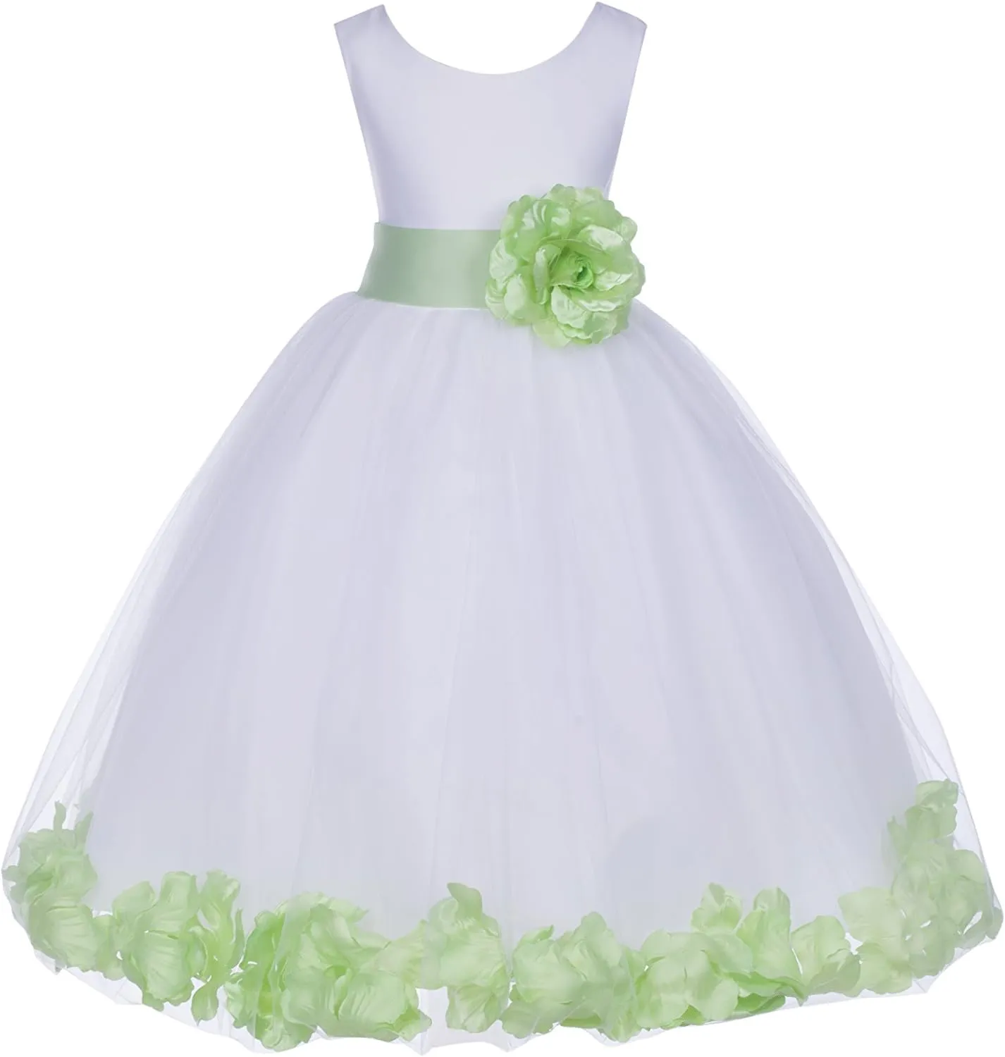 ekidsbridal White Floral Rose Petals Flower Girl Dress Birthday Girl Dress Junior Flower Girl Dresses 302s