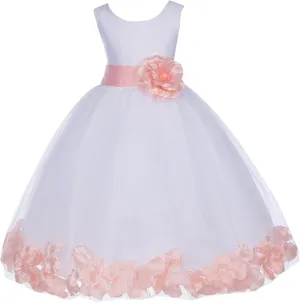ekidsbridal White Floral Rose Petals Flower Girl Dress Birthday Girl Dress Junior Flower Girl Dresses 302s
