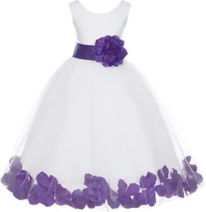 ekidsbridal White Floral Rose Petals Flower Girl Dress Birthday Girl Dress Junior Flower Girl Dresses 302s