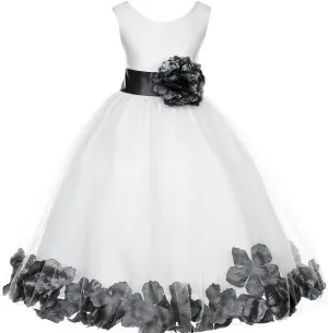 ekidsbridal White Floral Rose Petals Flower Girl Dress Birthday Girl Dress Junior Flower Girl Dresses 302s