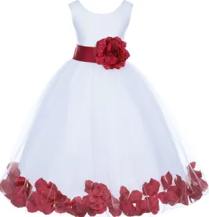 ekidsbridal White Floral Rose Petals Flower Girl Dress Birthday Girl Dress Junior Flower Girl Dresses 302s
