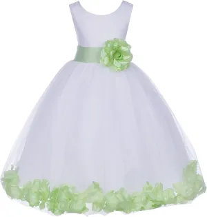 ekidsbridal White Floral Rose Petals Flower Girl Dress Birthday Girl Dress Junior Flower Girl Dresses 302s