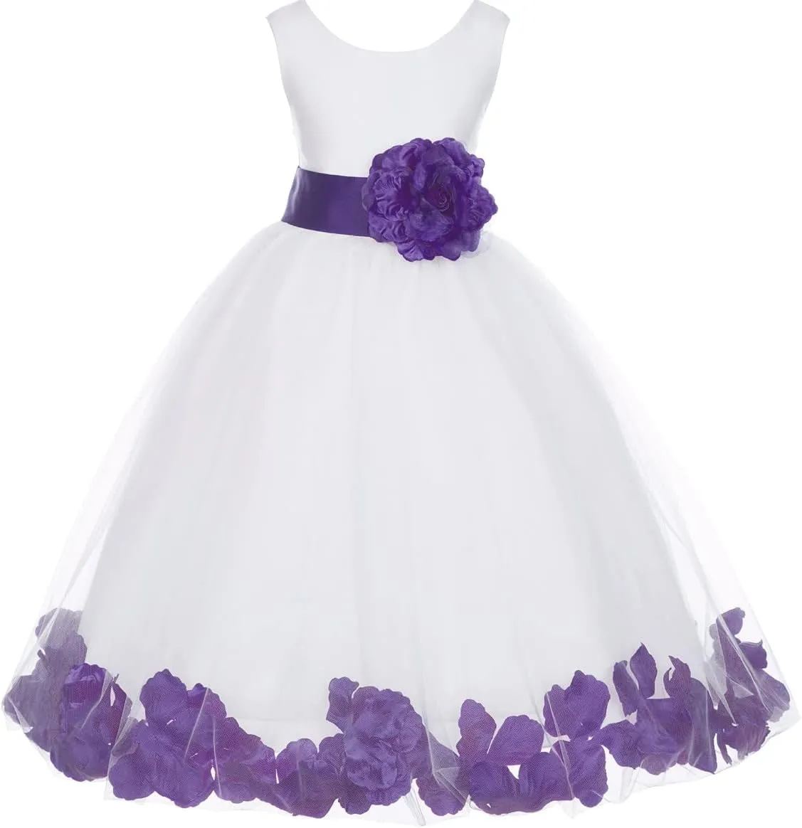 ekidsbridal White Floral Rose Petals Flower Girl Dress Birthday Girl Dress Junior Flower Girl Dresses 302s