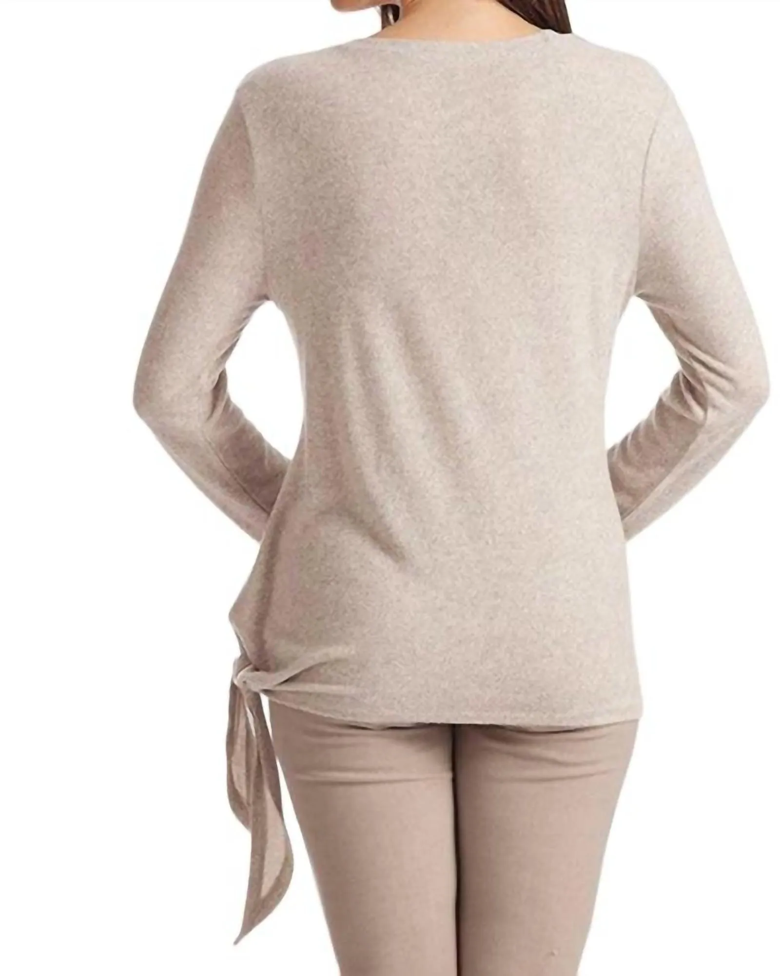 Ellie Side Tie Kashmira Sweater in Oatmeal | Oatmeal