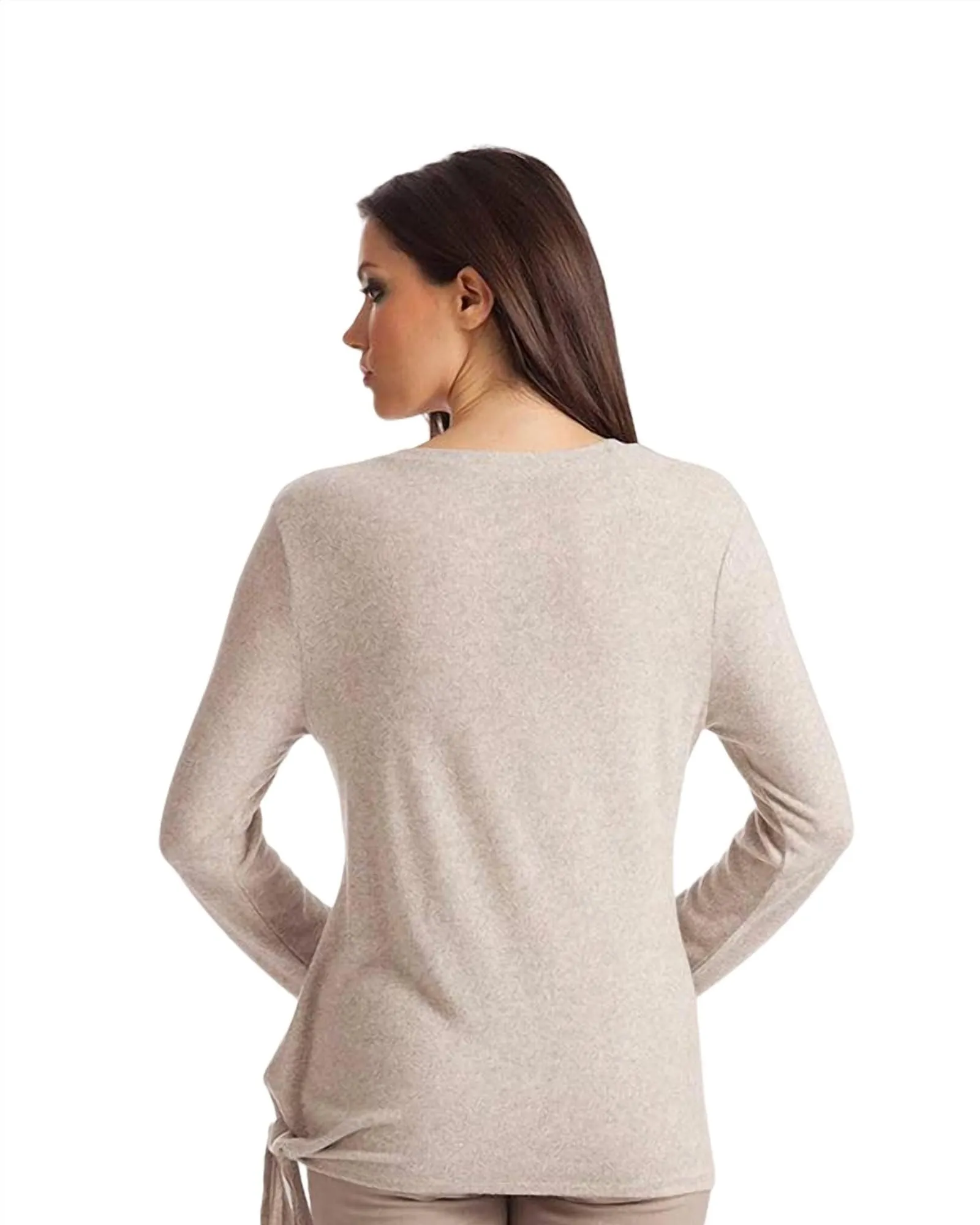 Ellie Side Tie Kashmira Sweater in Oatmeal | Oatmeal