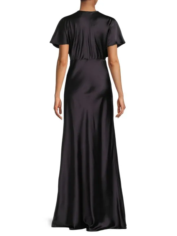 Empire style satin dress Renee C. Dark pink
