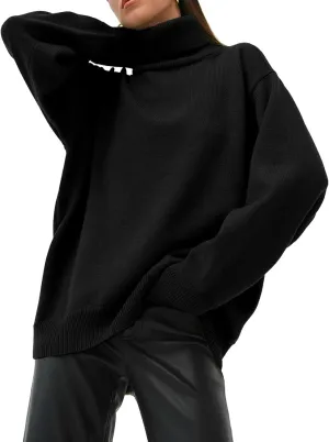 GAOJU Women's Oversized Turtleneck Sweater 2023 Fall Winter Trendy Knit Pullover Long Pullover Sweater Dress