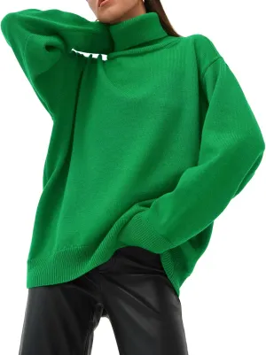 GAOJU Women's Oversized Turtleneck Sweater 2023 Fall Winter Trendy Knit Pullover Long Pullover Sweater Dress