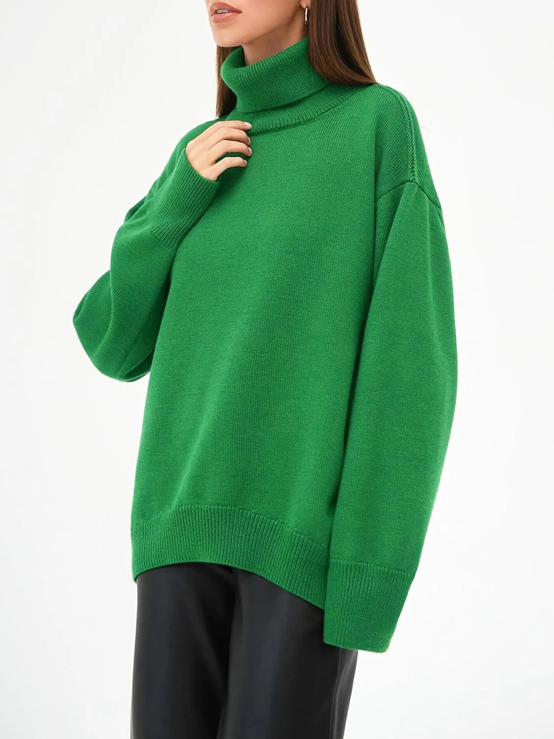 GAOJU Women's Oversized Turtleneck Sweater 2023 Fall Winter Trendy Knit Pullover Long Pullover Sweater Dress