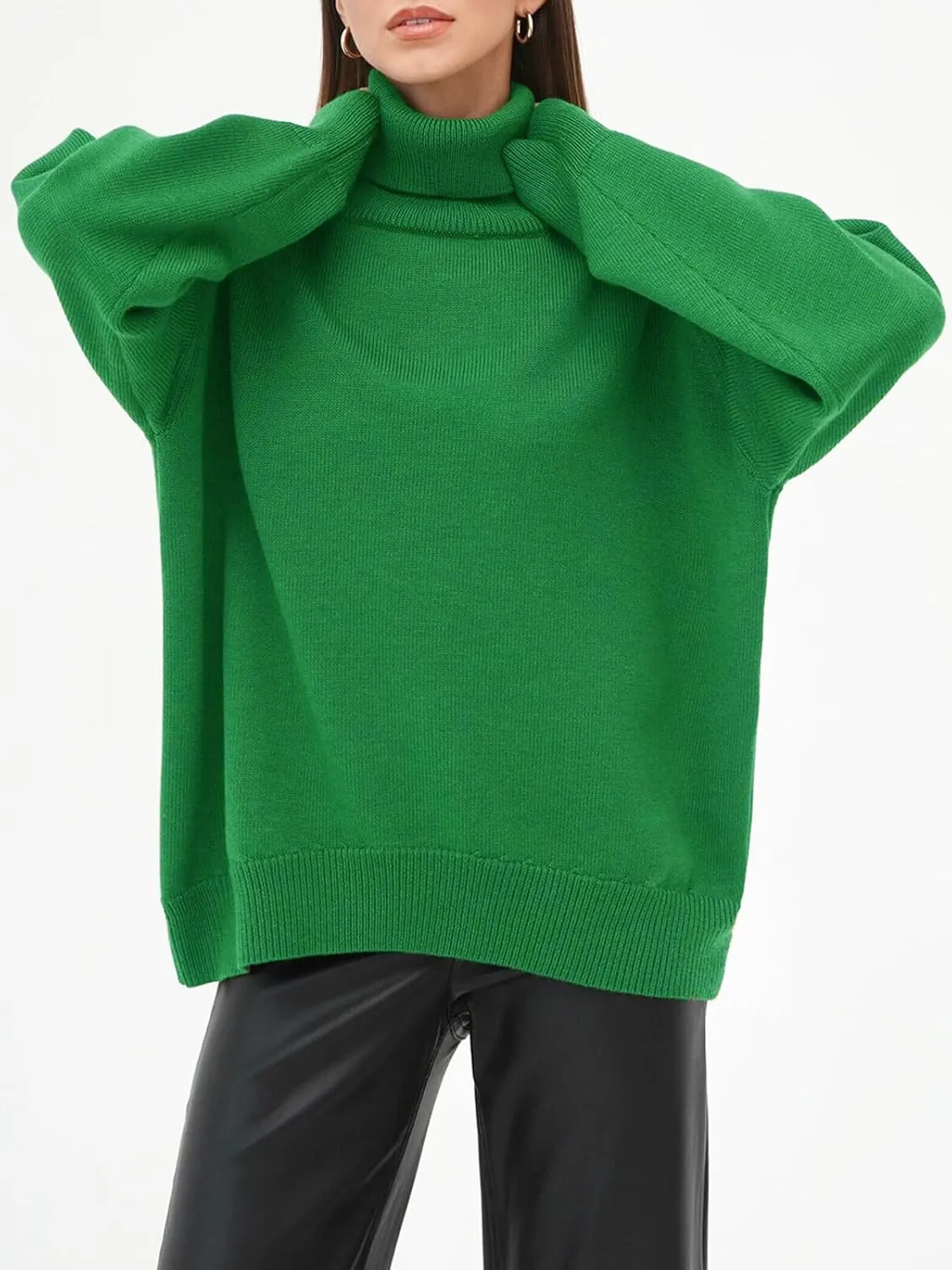 GAOJU Women's Oversized Turtleneck Sweater 2023 Fall Winter Trendy Knit Pullover Long Pullover Sweater Dress