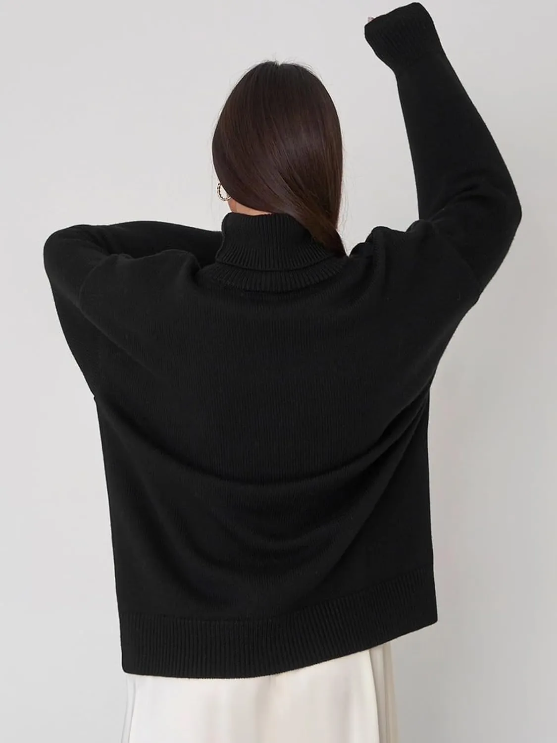 GAOJU Women's Oversized Turtleneck Sweater 2023 Fall Winter Trendy Knit Pullover Long Pullover Sweater Dress