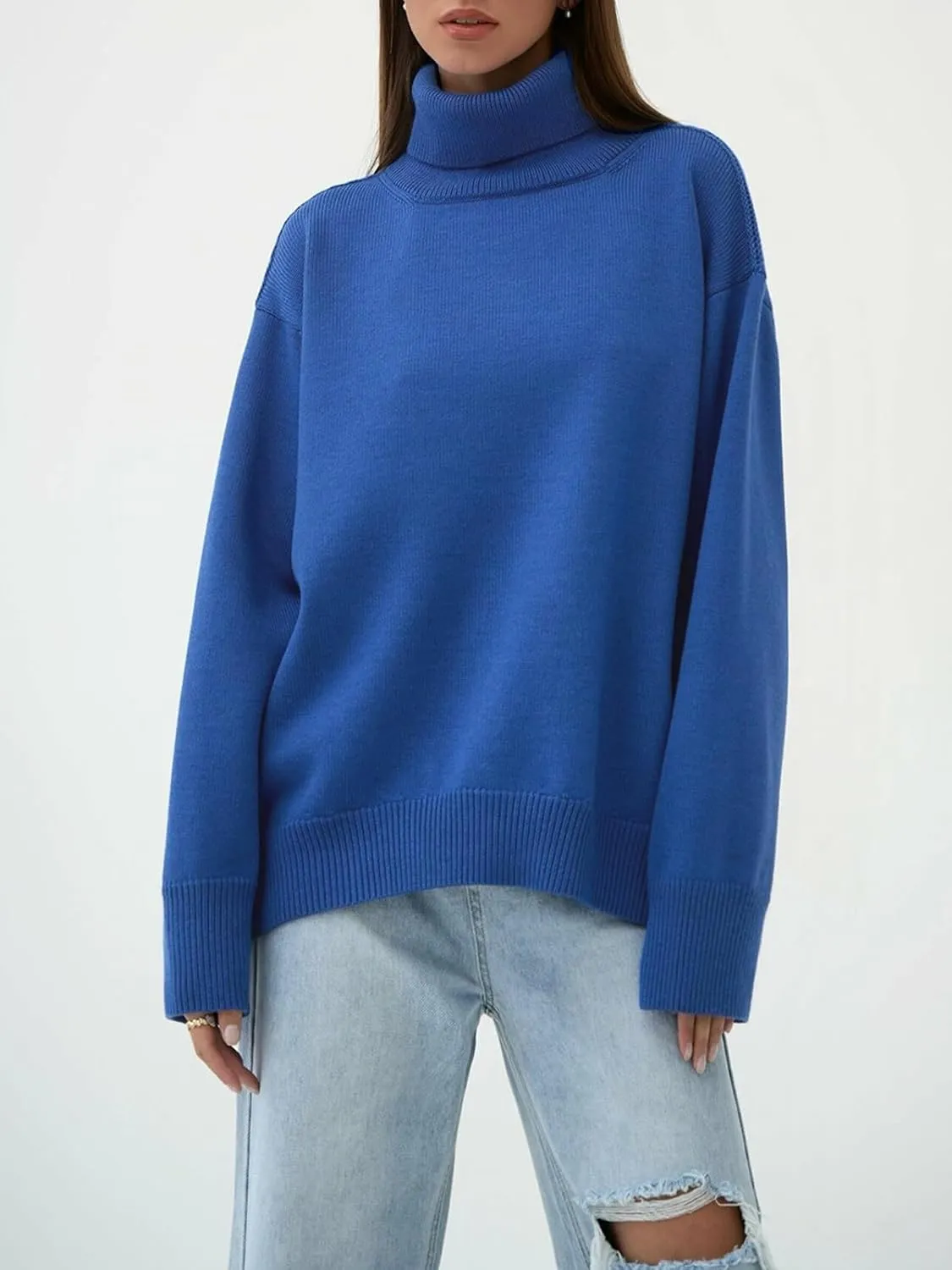 GAOJU Women's Oversized Turtleneck Sweater 2023 Fall Winter Trendy Knit Pullover Long Pullover Sweater Dress