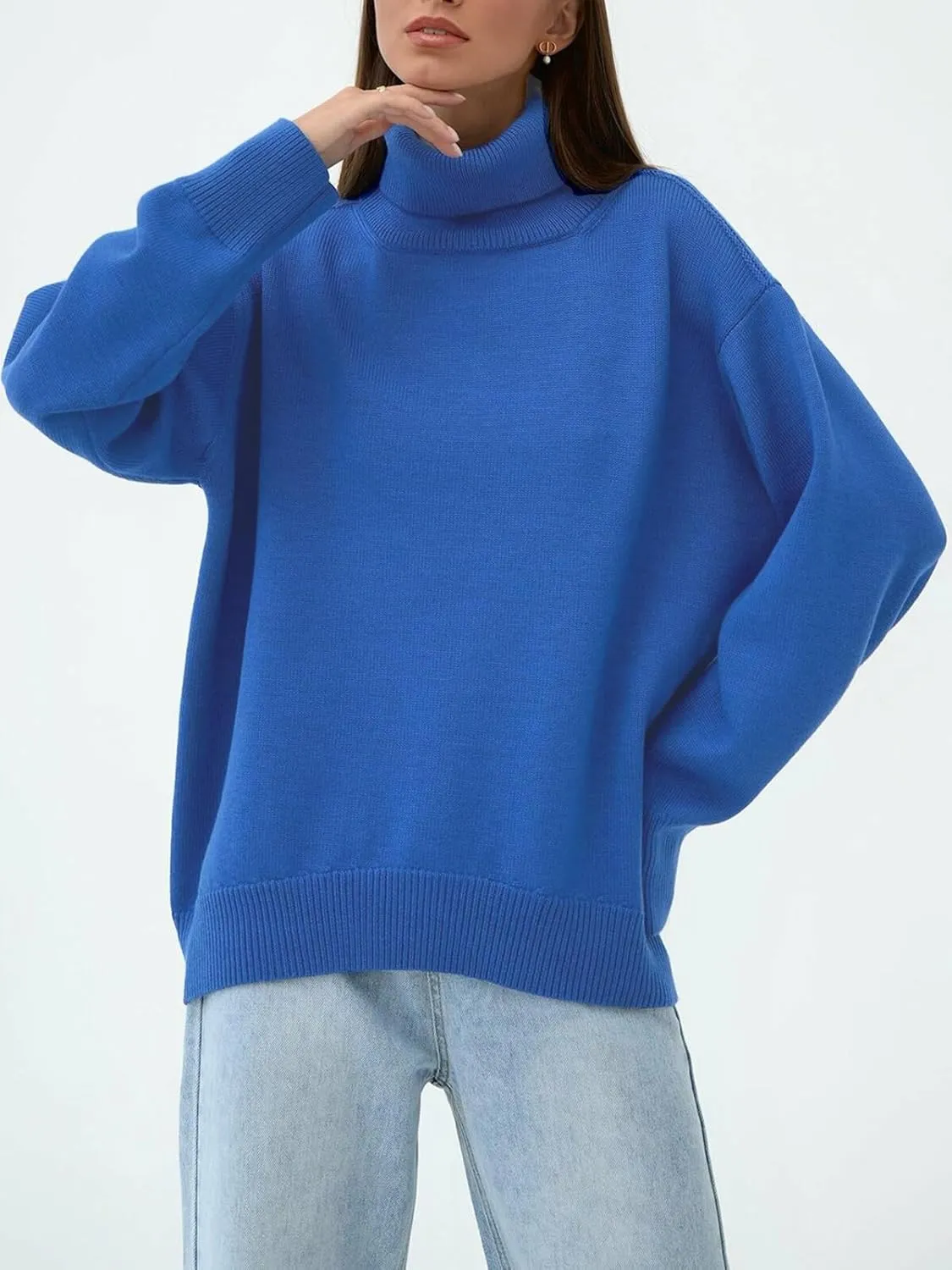 GAOJU Women's Oversized Turtleneck Sweater 2023 Fall Winter Trendy Knit Pullover Long Pullover Sweater Dress