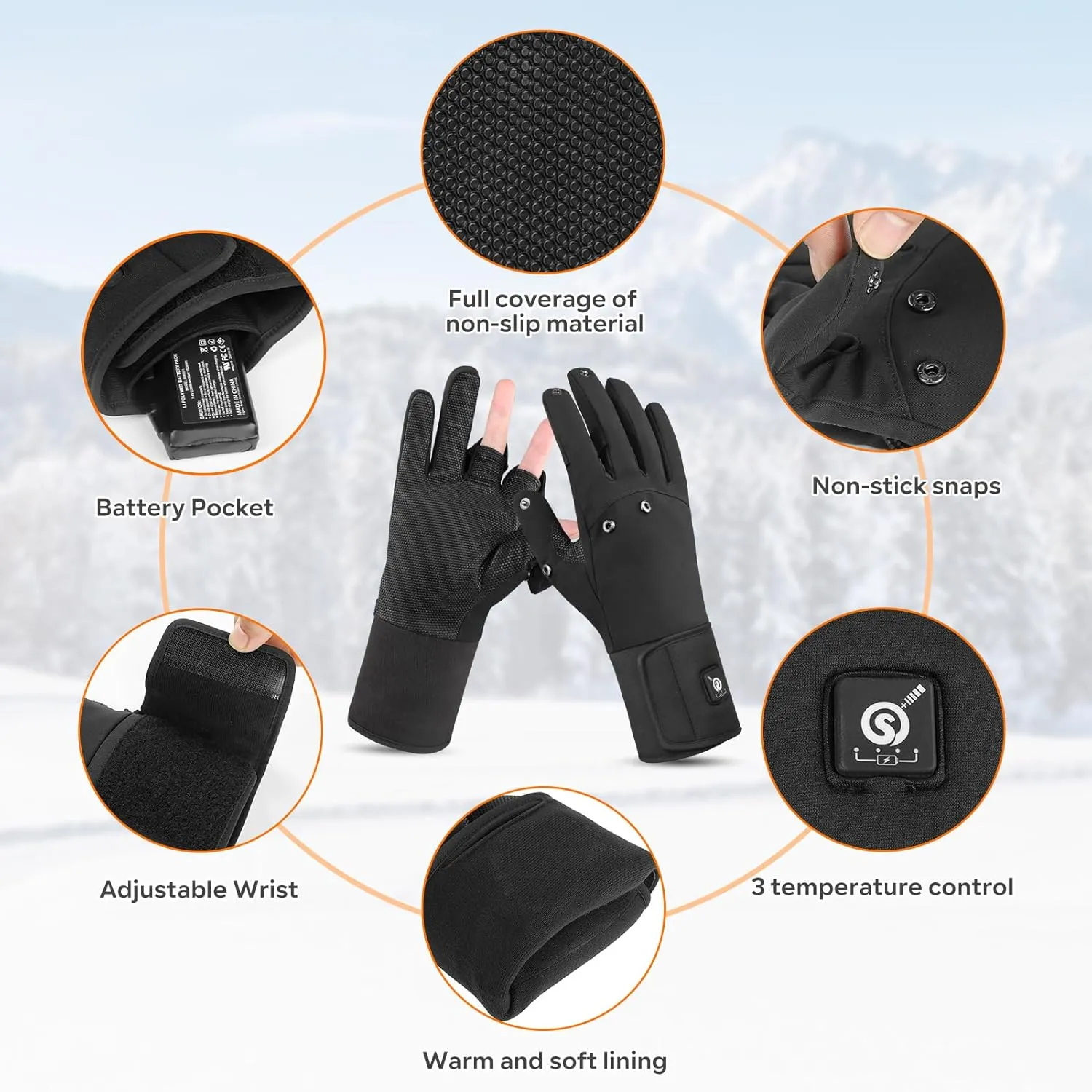 Heated Gloves for Women Men Rechargeable Waterproof Winter,Finger Dexterity Electric Heating Battery Gloves for Cold Weather Fishing Hunting Photography Cycling Working
