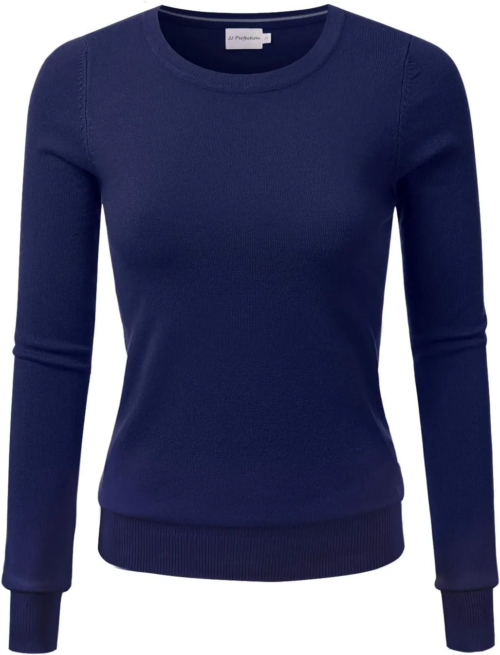 JJ Perfection Simple Soft Knit Sweater Crew Neck Long Sleeve Casual Basic Pullover Sweater Tops for Womens with Plus Size