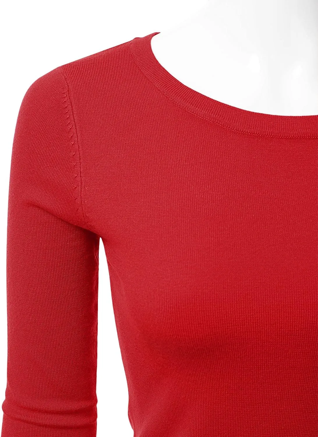 JJ Perfection Simple Soft Knit Sweater Crew Neck Long Sleeve Casual Basic Pullover Sweater Tops for Womens with Plus Size