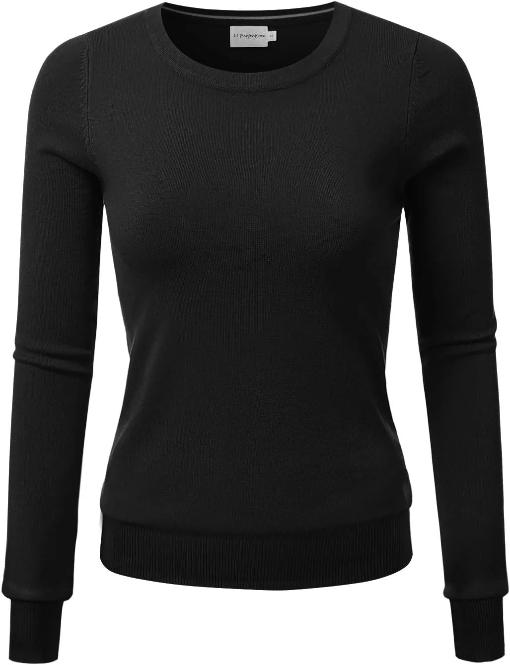 JJ Perfection Simple Soft Knit Sweater Crew Neck Long Sleeve Casual Basic Pullover Sweater Tops for Womens with Plus Size