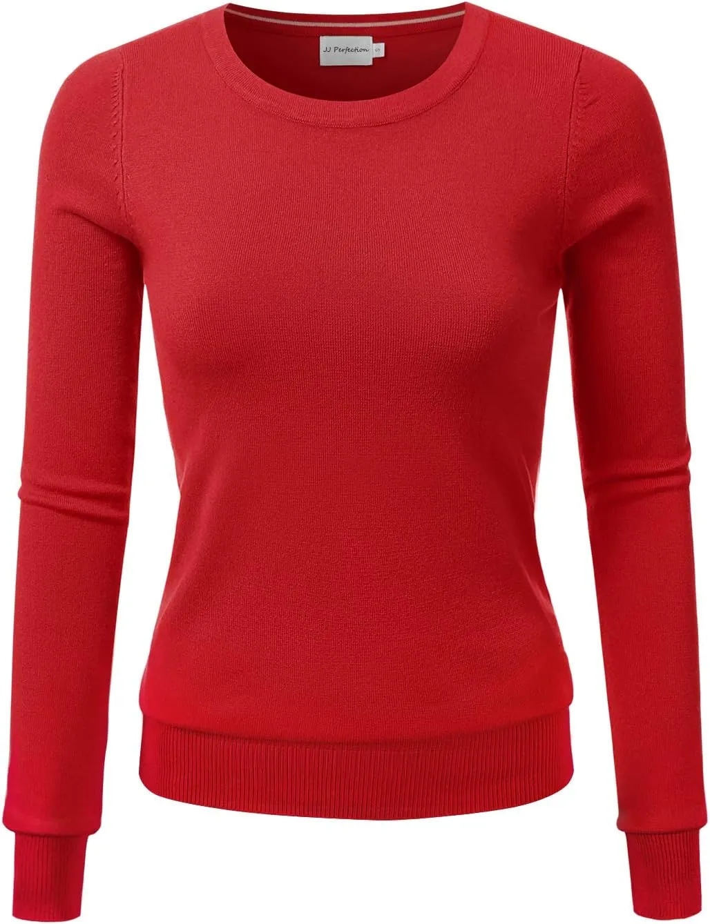 JJ Perfection Simple Soft Knit Sweater Crew Neck Long Sleeve Casual Basic Pullover Sweater Tops for Womens with Plus Size