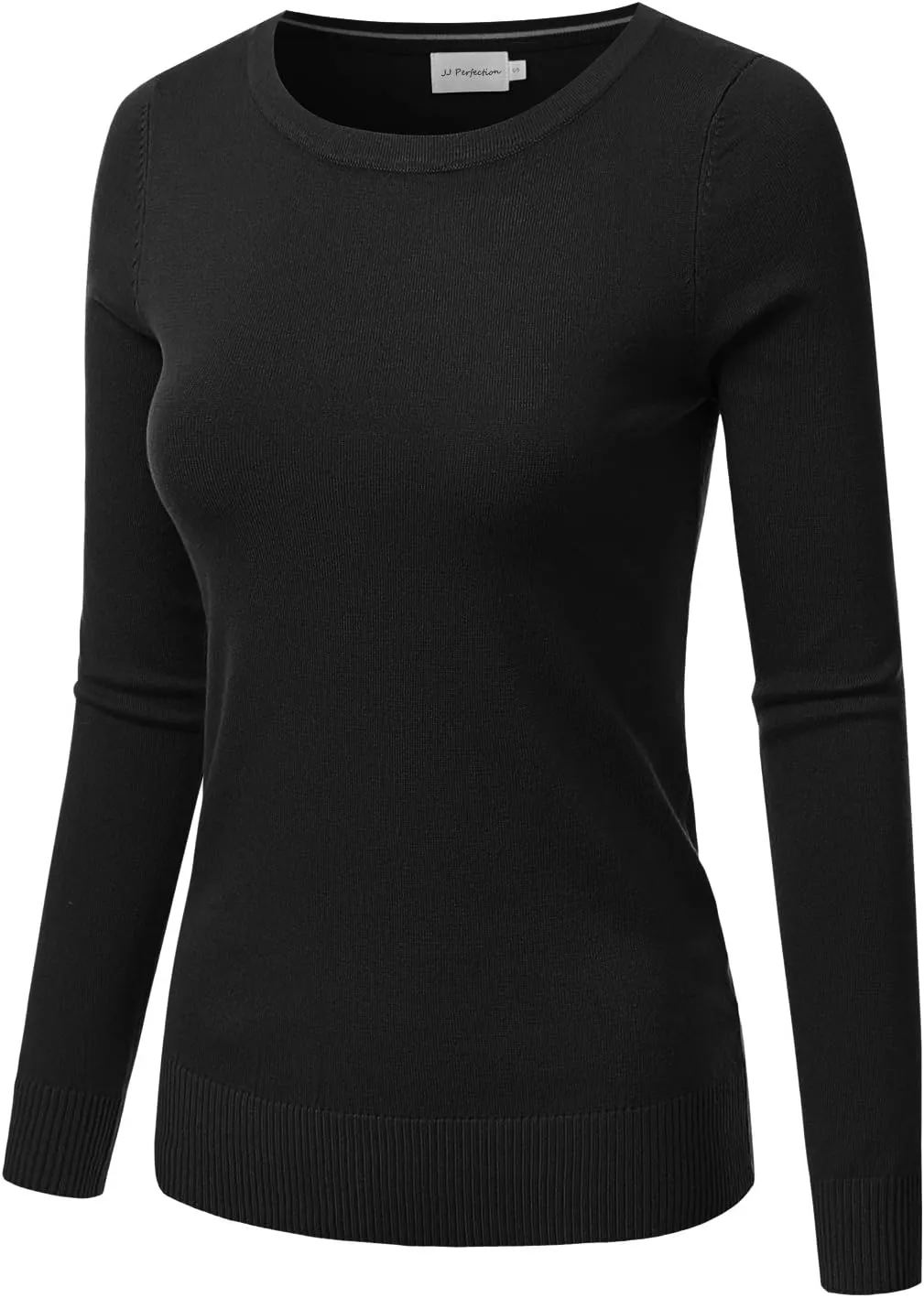 JJ Perfection Simple Soft Knit Sweater Crew Neck Long Sleeve Casual Basic Pullover Sweater Tops for Womens with Plus Size