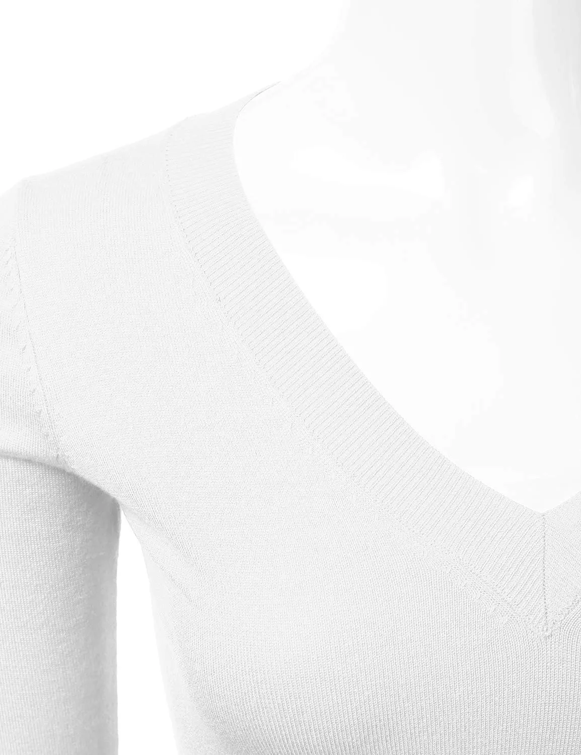 JJ Perfection Simple V-Neck Long Sleeve Pullover Essential Casual Soft Knit Fitted Sweaters for Womens Clothes with Plus Size