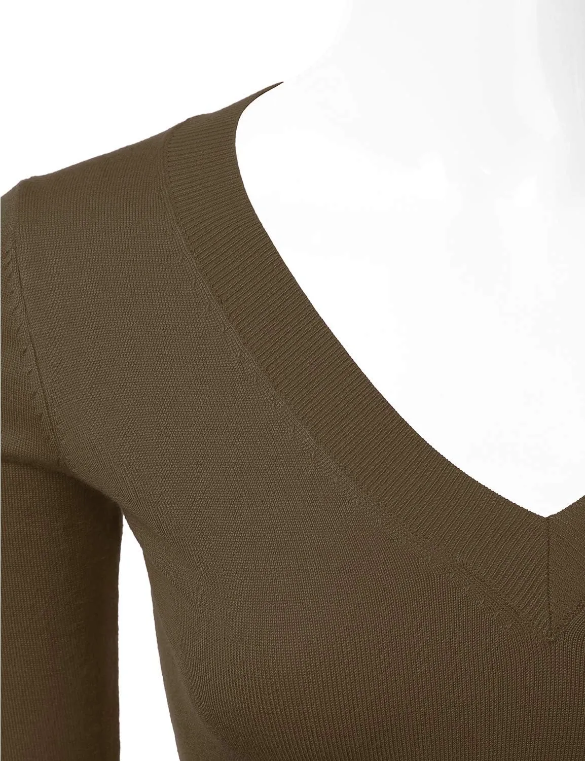 JJ Perfection Simple V-Neck Long Sleeve Pullover Essential Casual Soft Knit Fitted Sweaters for Womens Clothes with Plus Size