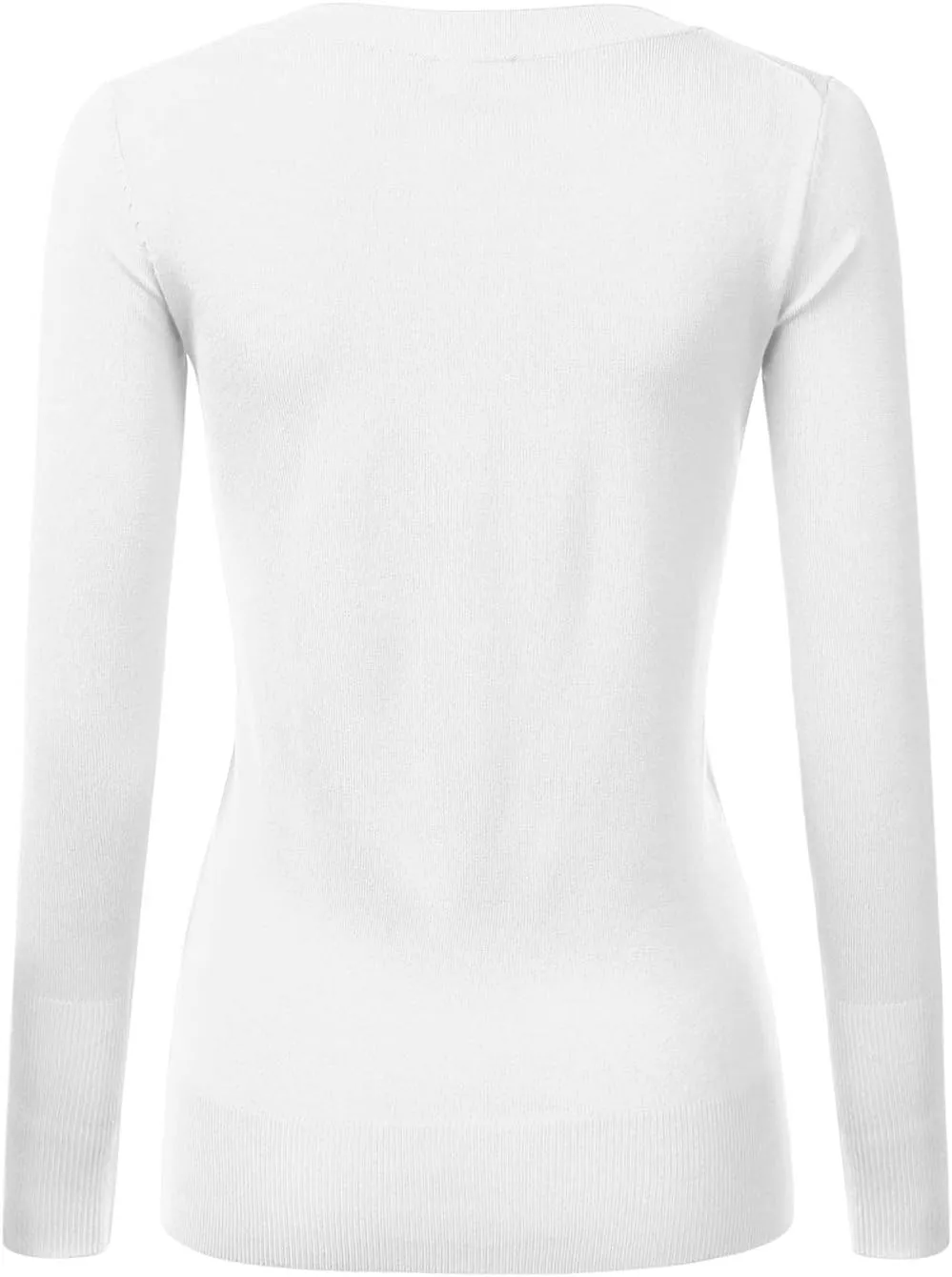 JJ Perfection Simple V-Neck Long Sleeve Pullover Essential Casual Soft Knit Fitted Sweaters for Womens Clothes with Plus Size