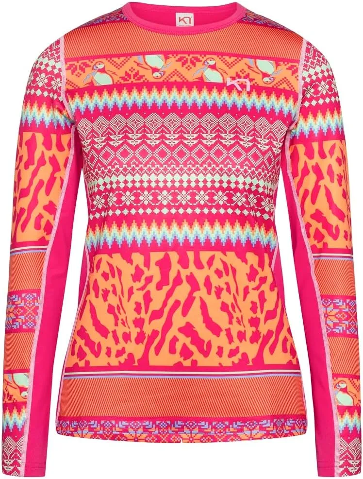 Kari Traa Lilja Long Sleeve Women's Base Layer Top - Fitted 100% Recycled Polyester Knit Thermal Top
