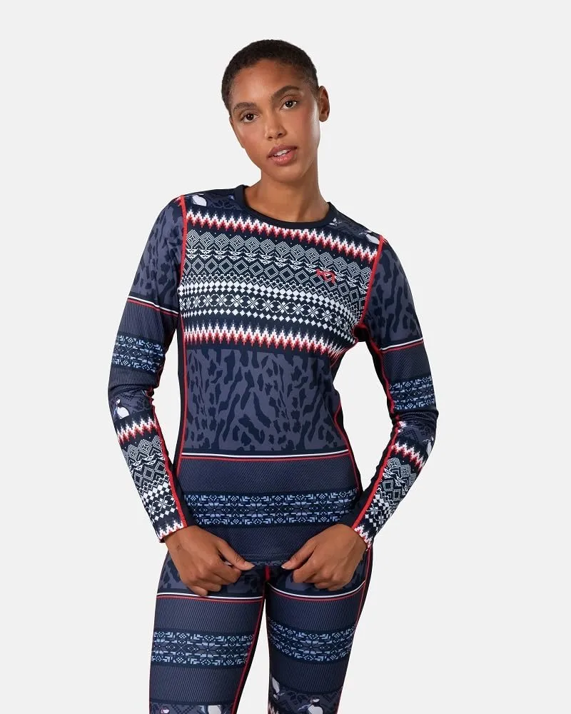Kari Traa Lilja Long Sleeve Women's Base Layer Top - Fitted 100% Recycled Polyester Knit Thermal Top