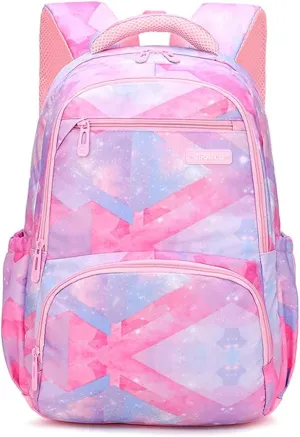 MITOWERMI Kids Backpack for Girls Elementary School Bags Backpacks for Girls Children Bookbags Primary Kindergarten Backpack Pink Geometric