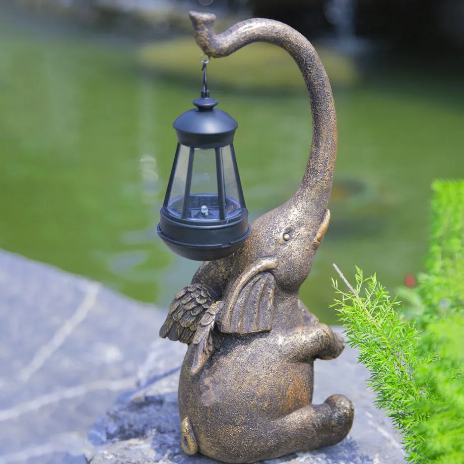 Modern Decorative Solar Elephant Resin Lawn Outdoor Landscape Lighting