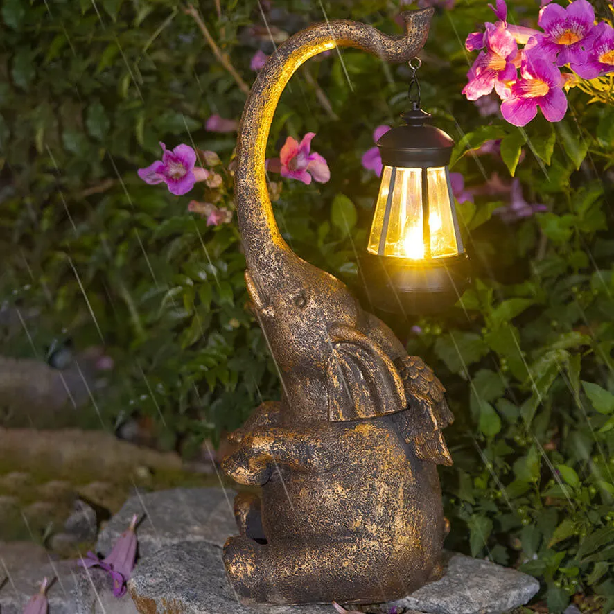 Modern Decorative Solar Elephant Resin Lawn Outdoor Landscape Lighting